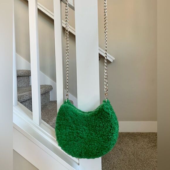 Handmade Genuine Shearling Shoulder Bag/Crossbody & Fox Fur Ball Bag Charm - Picture 5 of 15